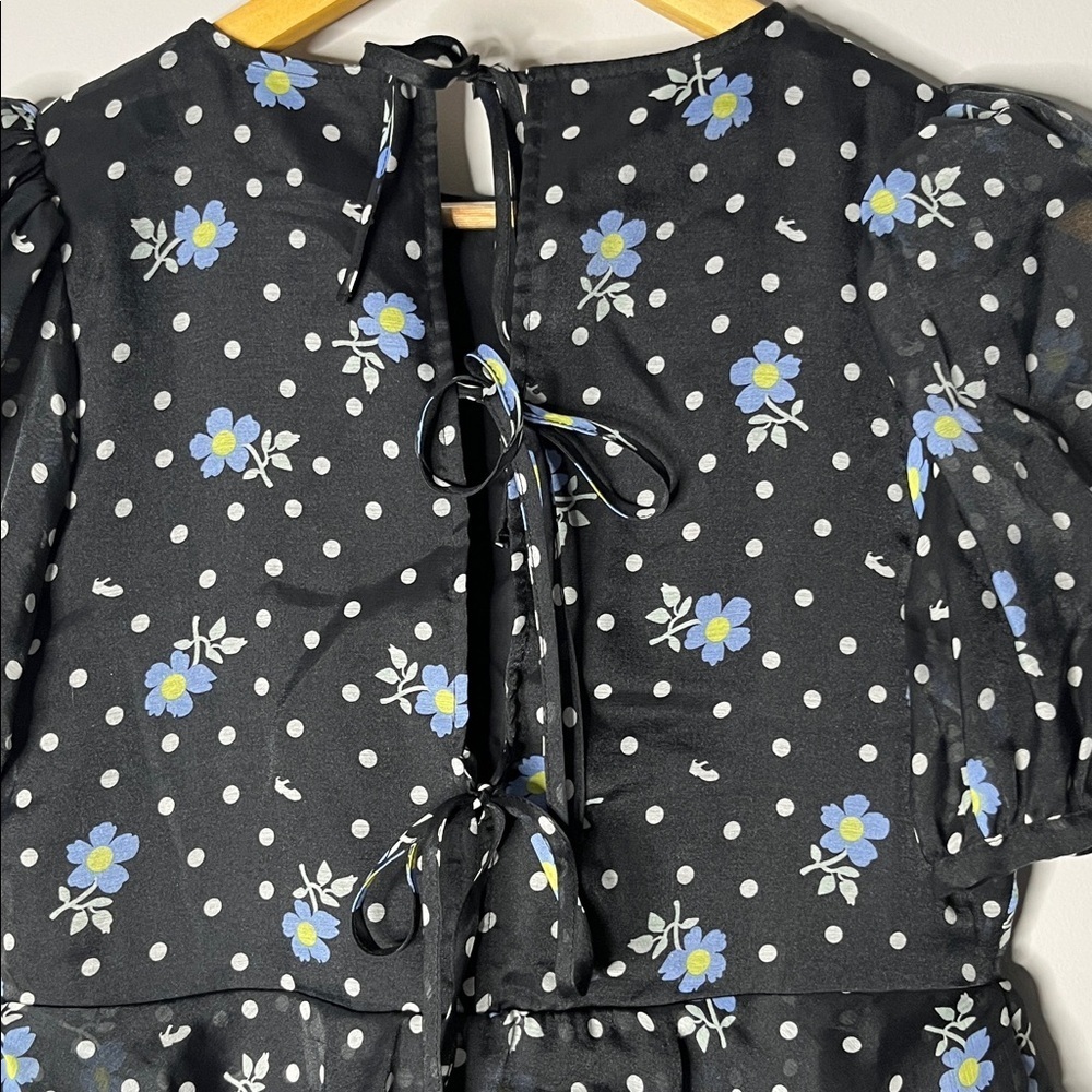SANDY LIANG X TARGET Floral Black Dress with Blue White Floral Accents Size XS - Picture 5 of 11